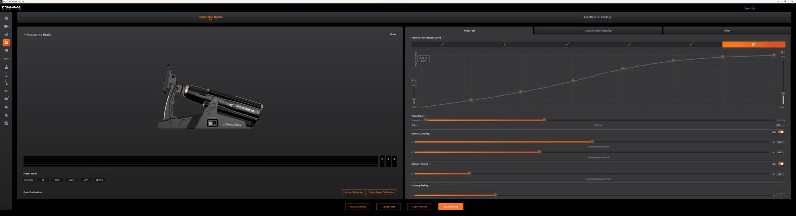 Moza mBooster Active Pedal software